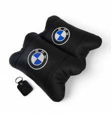 Авто подушки 2шт — набір BMW з натуральної шкіри, на підголівник у машину, Автомобільна подушка БМВ