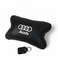 Автомобільна подушка для підголівника Audi – чорна натуральна шкіра