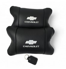 Автомобільні подушки Chevrolet з натуральної італійської шкіри + шкіряний брелок у подарунок