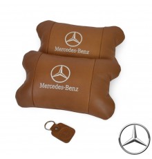 Комплект 2шт для підголівника Mercedes-Benz, виготовлених з натуральної коричневої шкіри. Комфорт в авто