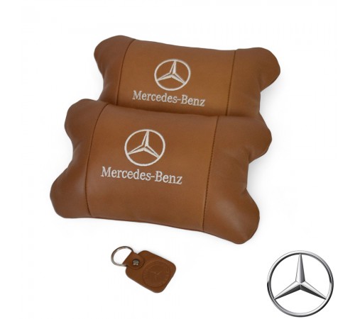 Комплект 2шт для підголівника Mercedes-Benz, виготовлених з натуральної коричневої шкіри. Комфорт в авто