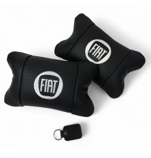 Набір подушок Fiat з натуральної шкіри + вишивка логотипу та шкіряний брелок у подарунок