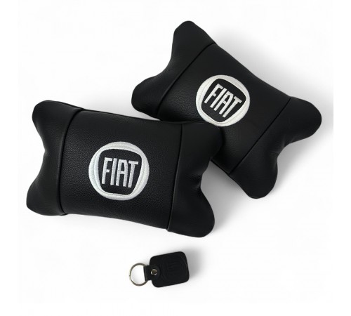 Набір подушок Fiat з натуральної шкіри + вишивка логотипу та шкіряний брелок у подарунок