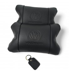 Набір шкіряних подушок 2шт - Volkswagen на підголовник у машину, Автомобільна подушка