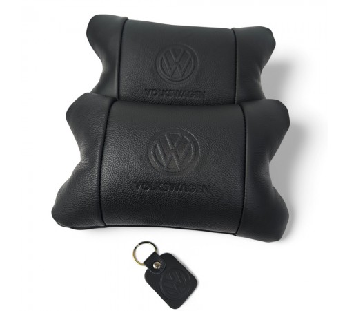 Набір шкіряних подушок 2шт - Volkswagen на підголовник у машину, Автомобільна подушка