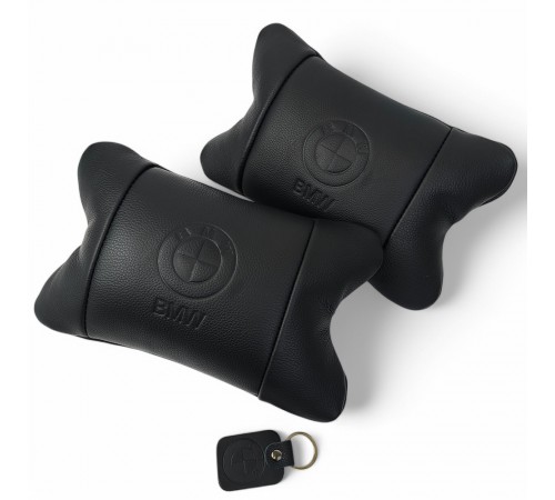 Преміальний набір автоподушок BMW із натуральної шкіри – подушки + брелок